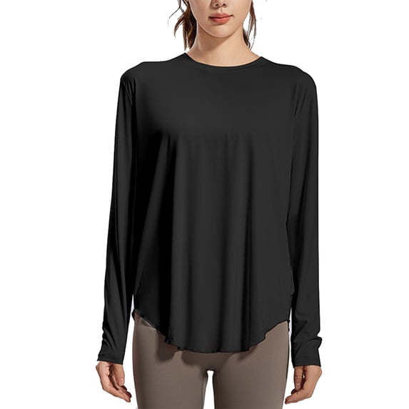 Telankuip Women's Long Sleeve Sun T Shirts Upf 50+ UV Protection Rash Guard Pullover Tops Quick Dry Lightweight Soft Comfortable Loose Fit Pure Hiking Workout Tee Shirts Black M