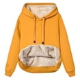 thumbnail image 1 of Telankuip Womens Casual Winter Warm Fleece Sherpa Lined Hoodies Loose Long Sleeve Drawstring Pullover Hooded Sweatshirts Soft Comfortable Solid Color Basic Tops Yellow XL, 1 of 2