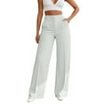 thumbnail image 1 of Telankuip Womens High Waist Wide Leg Dress Work Pants Loose Fit Straight Office Long Pants Lightweight Comfy Business Casual Solid Color Baggy Trousers with Pockets White XL, 1 of 5