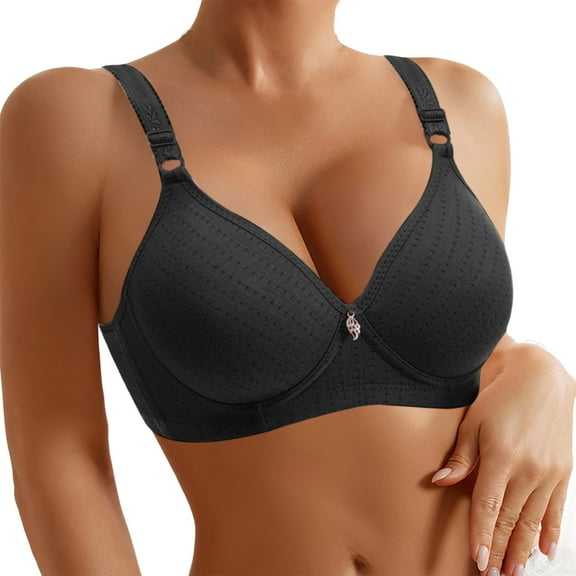 Telankuip Womens Push up Bras No Underwire Comfort Supportive Plunge Full Coverage Bras Lightweight Thin Cup Comfortable Soft Breathable Everyday Bralettes Black 38