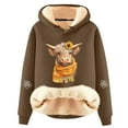 thumbnail image 1 of Telankuip Womens Sherpa Lined Christmas Hoodies Cute Girly Style Highland Cow Graphic Long Sleeve Hooded Sweatshirts Loose Soft Winter Warm Comfort Holiday Pullover Tops Bronze XXL, 1 of 3