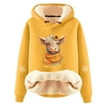 thumbnail image 1 of Telankuip Womens Sherpa Fleece Lined Christmas Hoodies Cute Girly Style Highland Cow Graphic Long Sleeve Hooded Sweatshirts Loose Soft Winter Warm Comfort Holiday Pullover Tops Yellow XL, 1 of 3