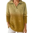 thumbnail image 1 of Telankuip Womens Starry Sky Gradient Sweaters Lapel Polo V-Neck Long Sleeve Knit Pullover Plus Size Casual Loose Soft Comfortable Tops for Carnival Party Fashion Outfits 2-Yellow XL, 1 of 4