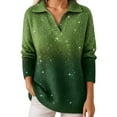thumbnail image 1 of Telankuip Womens Starry Sky Gradient Sweaters Lapel Polo V-Neck Long Sleeve Knit Pullover Plus Size Casual Loose Soft Comfortable Tops for Carnival Party Fashion Outfits 2-Green XXL, 1 of 4