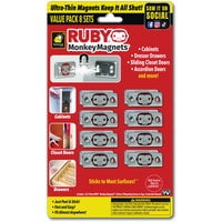 Telebrands Ruby Monkey Magnets Silver Magnetic Catch - Pack of 8