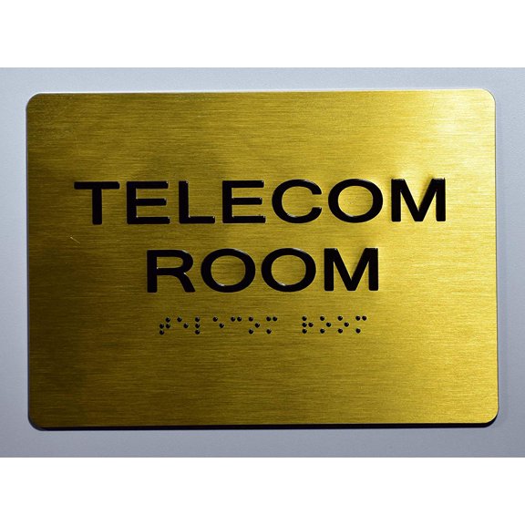 Telecom Room Sign- Gold(Aluminium, Gold/Black,Size 5x7) The Sensation line