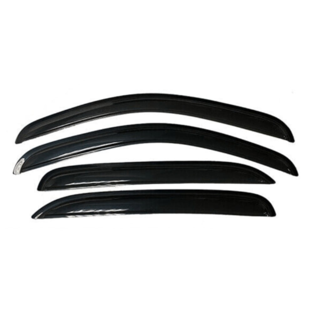 4-Piece Window Visors Sun Rain Guards For 2007-2013 Chevy Silverado & GMC Sierra Crew Cab - Black Glossy