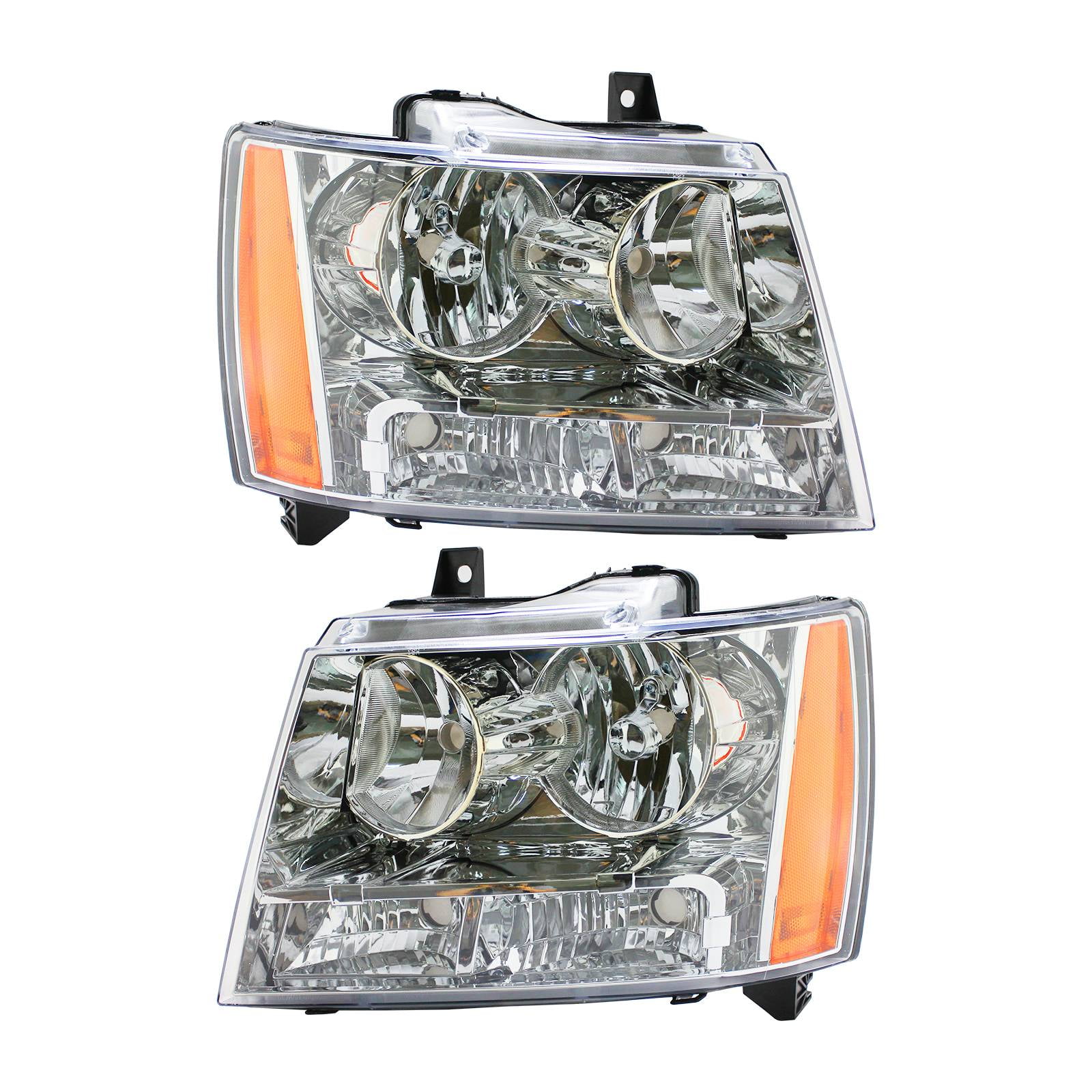 Smoke/Amber Headlight Assemblies (Pair) For 07-13 Chevy Avalanche, 07-14 Tahoe/Suburban