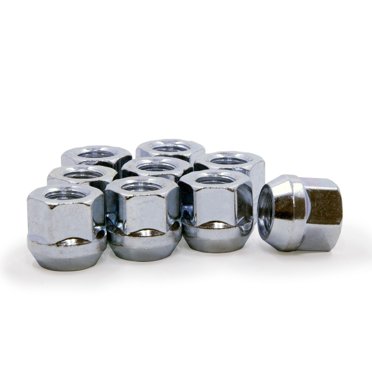 20pc CarBole 12x1.5 Closed End Bulge Acorn Lug Nuts - Cone Seat - 19mm Hex Silver