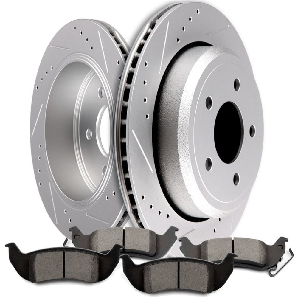 Teledu Rear Brake Rotors Ceramic Pads Drill &Slot For 2003 2011 Ford