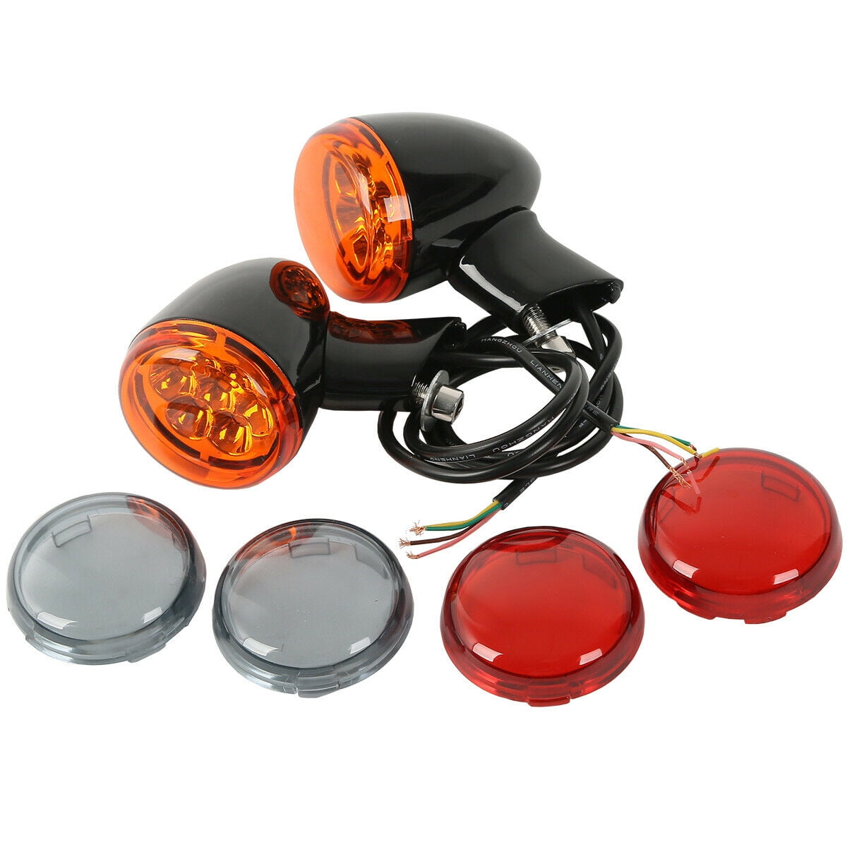 TCMT Amber LED Rear Turn Signals - Fit Harley Sportster XL 883 & 1200 (1992 & Up), Billet Aluminum, Pair
