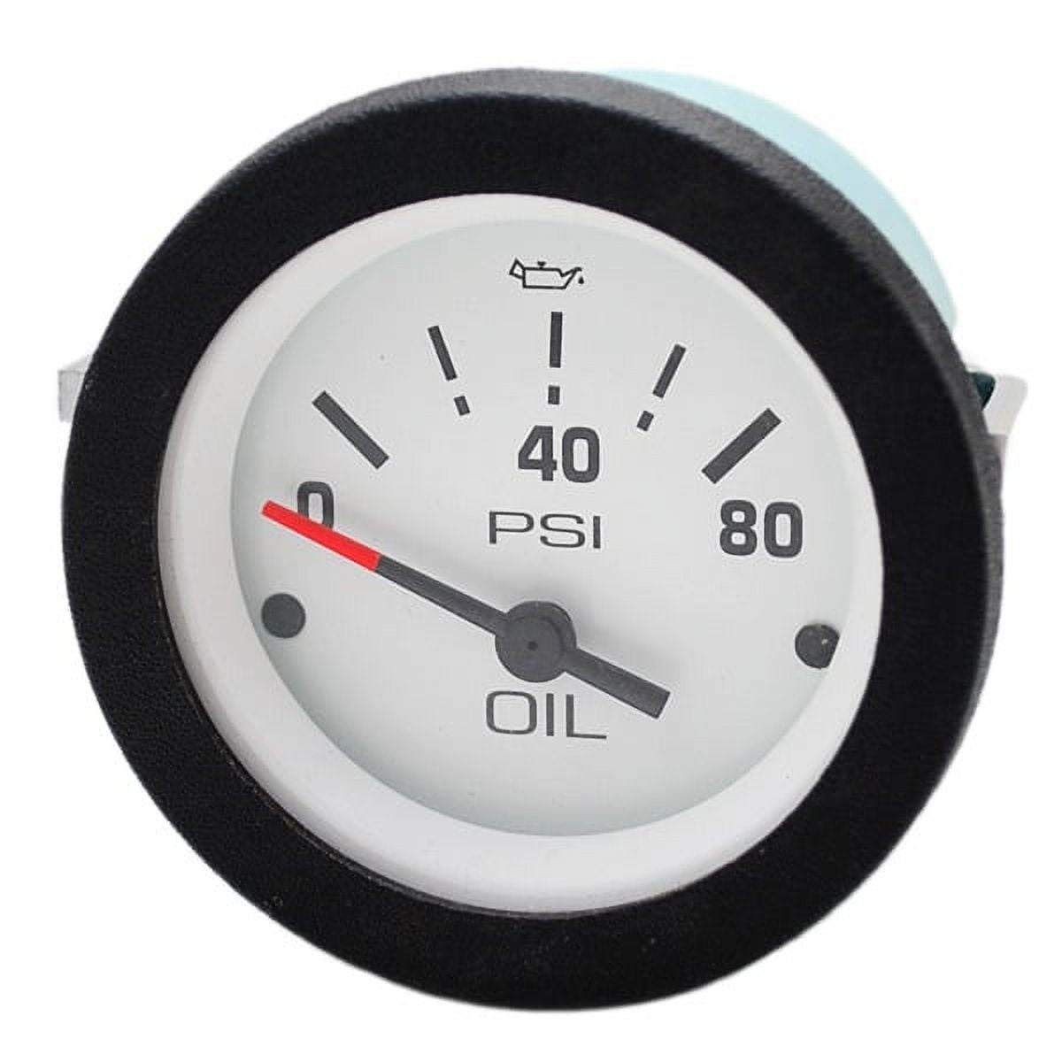Teleflex Marine Oil Pressure Gauge 58180 - 2-1/4 Inch 12 Volt, 0-80 PSI, Halogen Illuminated, Black Bezel & White Face For Boats