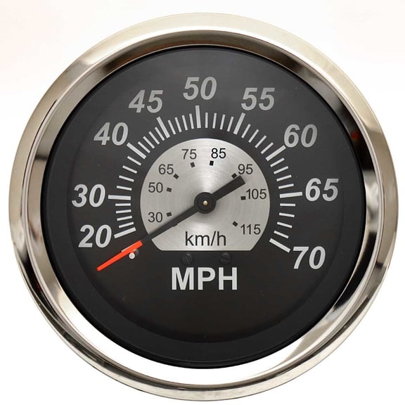 Teleflex Boat Speedometer Gauge 67285 | 3 1/4 Inch Black Silver 70 MPH
