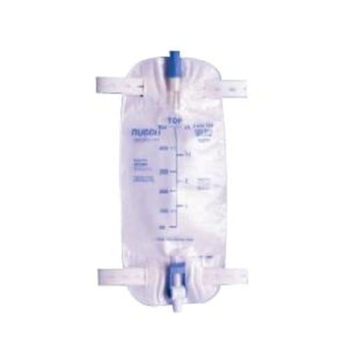 Teleflex Easy-Tap Leg Bag, Medium, 19 oz, 500 ml, 18 Tubing, Anti-Reflux Valve, Cloth Straps, Easy Flip Drain (Pack of 5), White