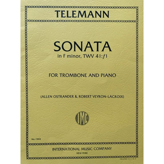 Telemann: Sonata in F minor TWV 41:f1 for Trombone and Piano (IMC # 1903)