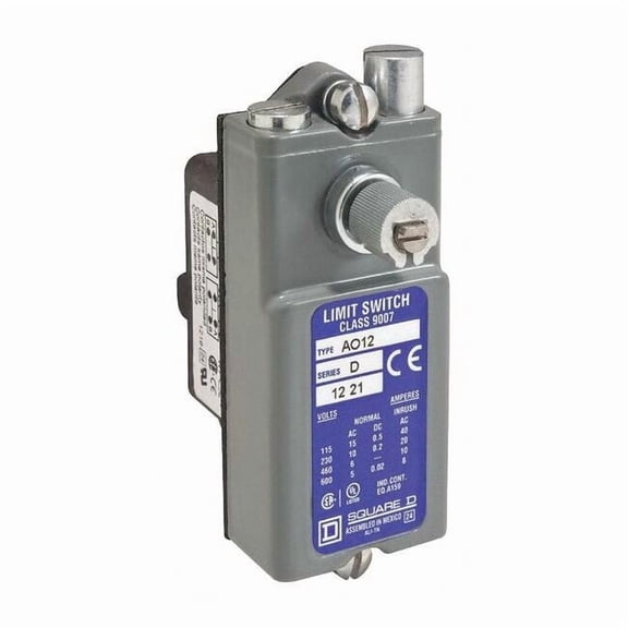 Heavy Duty Limit Switch, No Lever, Rotary, 1NC/1NO, 15A at 600V AC 9007AO12