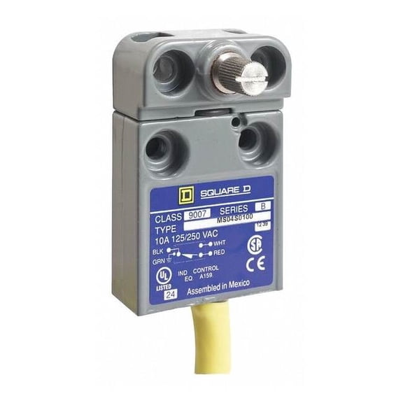 Limit Switch, No Lever, Rotary, SPDT, 10A at 300V AC, Actuator Location: Side