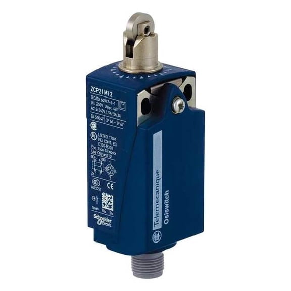 Telemecanique Sensors Limit Switch, Roller Plunger, 1NO/1NC XCKP2102M12
