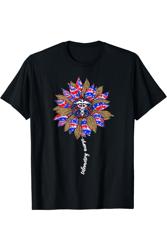 Telemetry Nurse Tie Dye 4th Of July Progressive Care Nursing T-Shirt