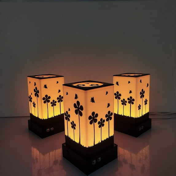 Telepathy Lamps - Long Distance Wifi Touch Lamps by Zoci Voci - Floral Design | Waite Color | Glossy | Contemporary (SET OF 3)