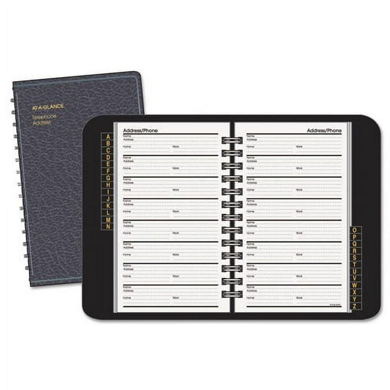 Telephone/Address Book, 4.78 x 8, Black Simulated Leather, 100 Sheets Telephone/Address Book, 4.78 x 8, Black Simulated Leather, 100 Sheets