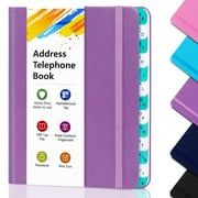 Telephone Address Books with Alphabet Index Hardback Pocket Size 6.1*4.72in and Large Print for Elderly Keep Contacts Organaized Purple
