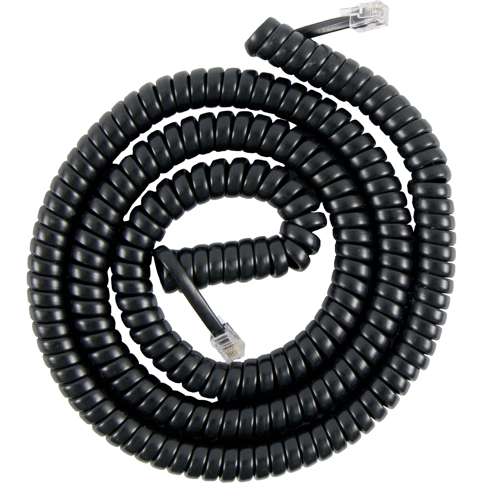Telephone Coiled Handset Cord, 15 Ft., Black - image 1 of 2