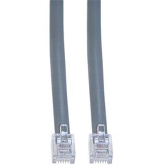 Telephone Cord (Voice)  RJ12  6P  6C  Silver Satin  Reverse  25 foot