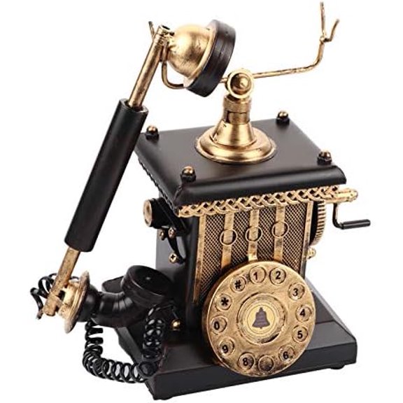 Telephone Decor, Retro Decorative Phone Model - Telephone Wall Decor, European Style Hand-Operated Telephone Decor Bedroom Living Room Window Display Decoration (23x13x26cm/9.1x5.1x10.2in)