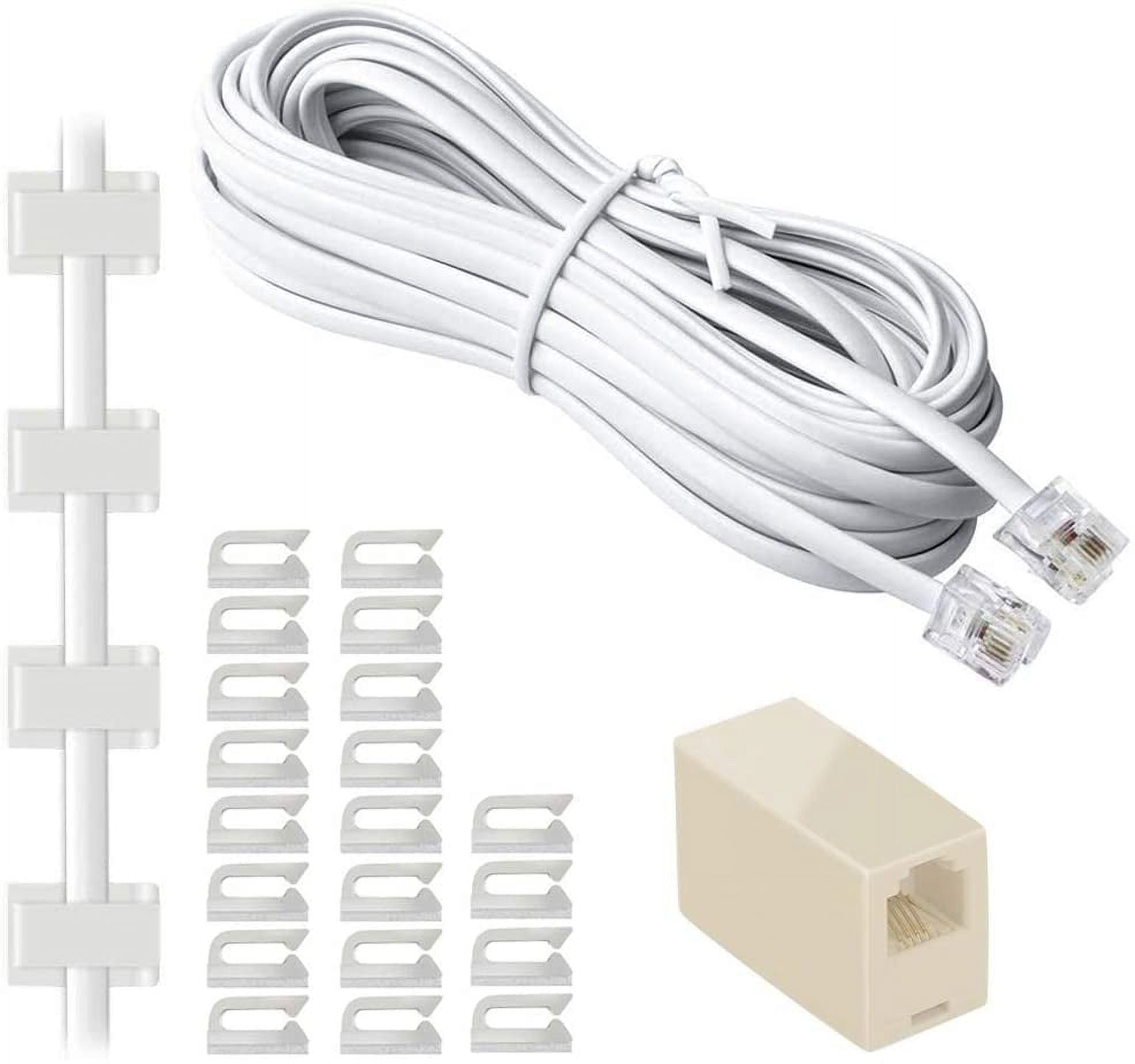 Telephone Extension Cord 25 Feet Phone Cable with Standard RJ11 Plug