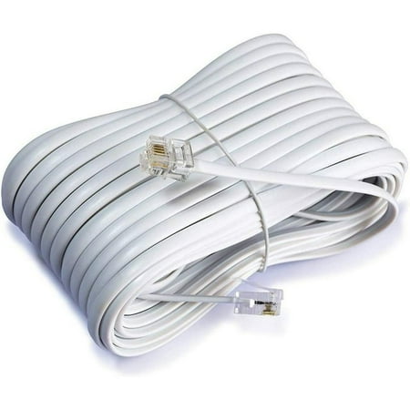 Telephone Extension Cord 50 Feet Long Phone Cable Line Wire - White