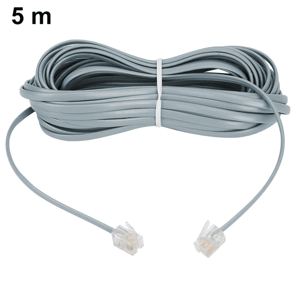 Telephone Extension Cord Phone Cable Line Wire, with Standard RJ11 Plug and 1 in-Line Couplers,Grey5m