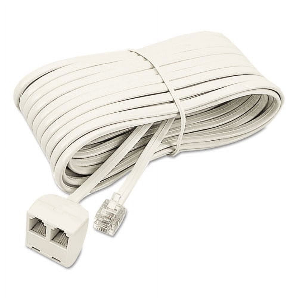 Telephone Extension Cord, Plug/dual Jack, 25 Ft., Almond | Bundle of 10 ...