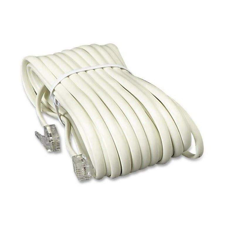 Telephone Extension Cord, Plug/Plug, 25 ft, Ivory Telephone Extension Cord, Plug/Plug, 25 ft, Ivory