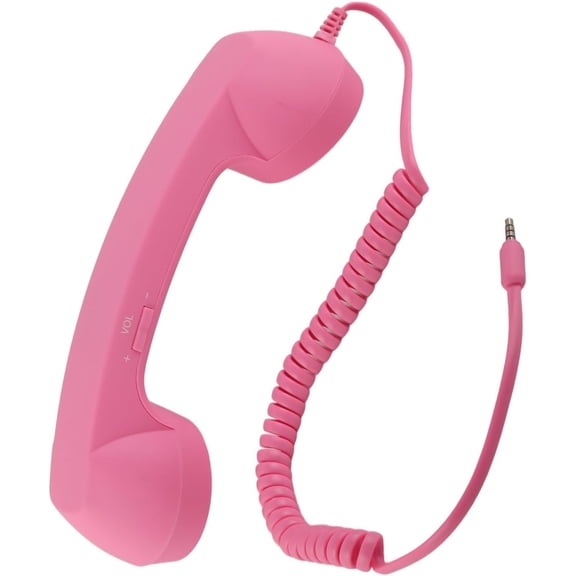 Telephone Handset for Cellphone, Pink Phone Retro Phone Handset with Tap-c Jack Mobile Phone Receiver Old Telephone Headset Handheld Receiver for Cell Phone(Pink)