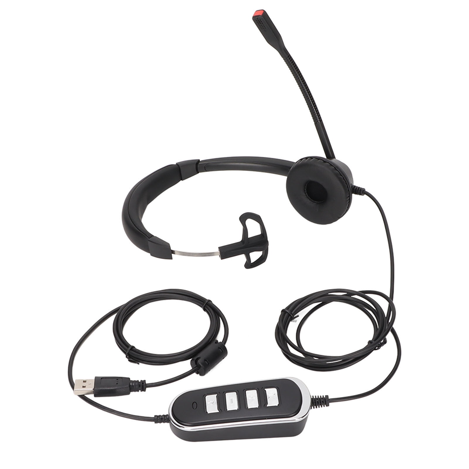 Telephone Headset Black Monaural Noise Cancelling Headphones with Microphone USB Sound Card for