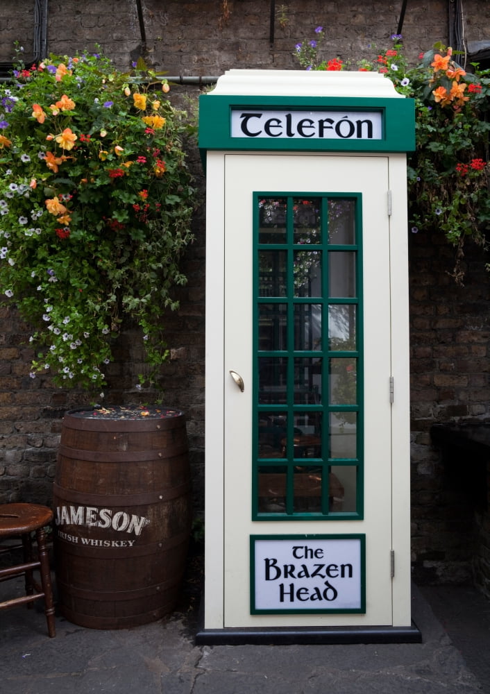 Telephone Kiosk The Brazen Head pub Bridge Street Dublin City Ireland Canvas Art - Panoramic Images (18 x 24)