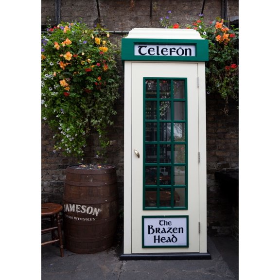 Telephone Kiosk, The Brazen Head pub, Bridge Street, Dublin City, Ireland Poster Print (18 x 24)