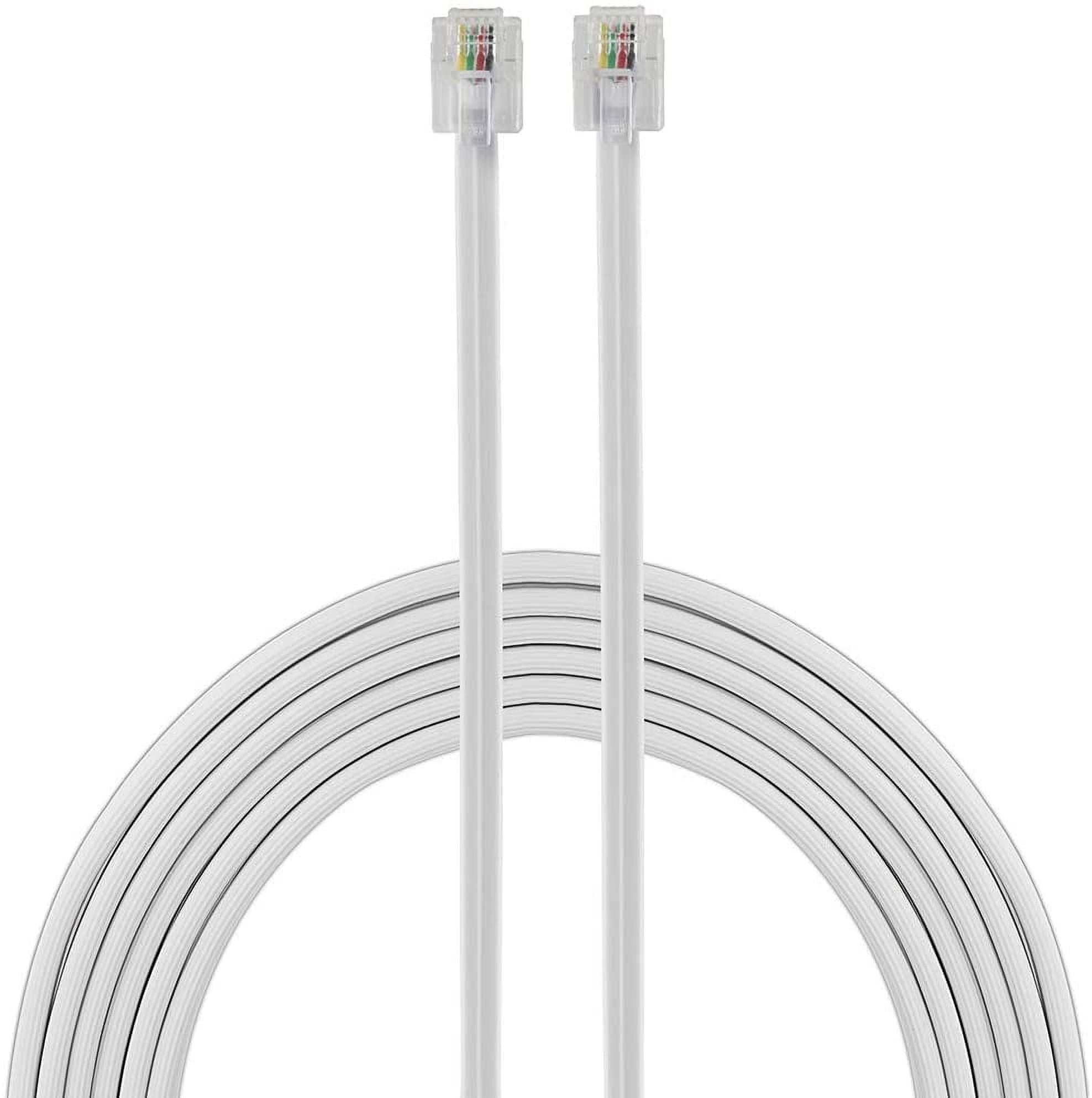 Telephone Line Cord, 100 Feet, Phone Cord, Modular Jack Ends, Works for ...