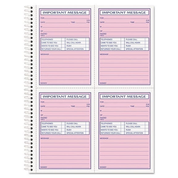 Telephone Message Book, Fax/mobile Section, Two-Part Carbonless, 5.5 X 3.88, 4/page, 200 Forms | Bundle of 2 Each