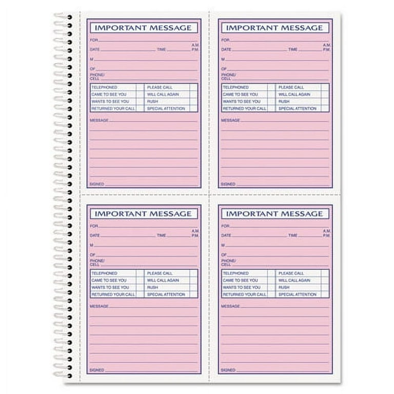 Telephone Message Book with Fax/Mobile Section, Two-Part Carbonless, 3.88 x 5.5, 4 Forms/Sheet, 200 Forms Total Telephone Message Book with Fax/Mobile Section, Two-Part Carbonless, 3.88 x 5.5, 4 Forms/Sheet, 200 Forms Total
