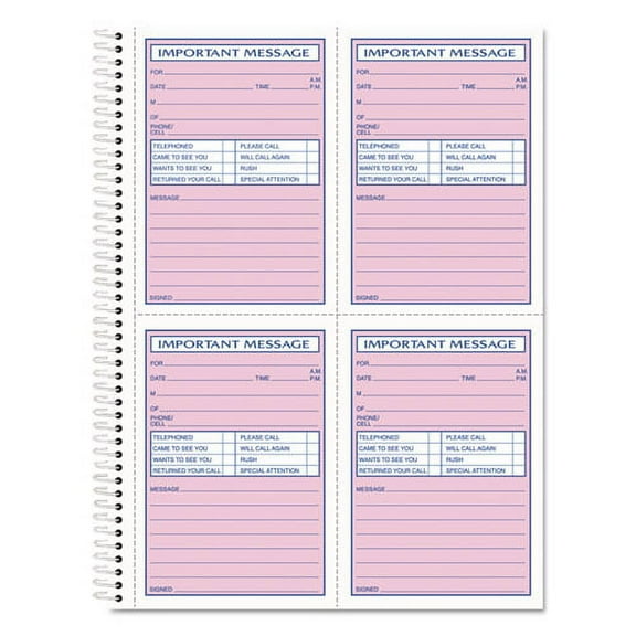 Telephone Message Book, Fax/mobile Section, Two-Part Carbonless, 5.5 X 3.88, 4/page, 400 Forms | Bundle of 2 Each