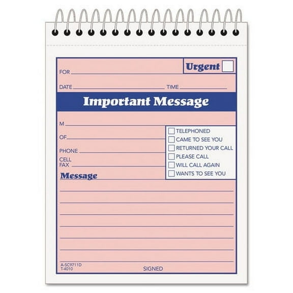 Telephone Message Book With Fax/mobile Section, Two-Part Carbonless, 4.25 X 5.5, 1/page, 50 Forms | Bundle of 10 Each