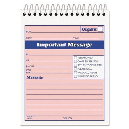 Telephone Message Book With Fax/mobile Section, Two-Part Carbonless, 4.25 X 5.5, 1/page, 50 Forms | Bundle of 2 Each