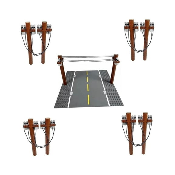 General Jim's Toys & Bricks Telephone Pole Roadway Accessory Building Blocks, Diorama, Qty 5