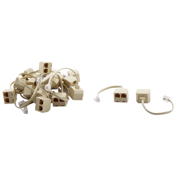 Telephone RJ11 6P4C 1 Male to 2 Female Cable Adapter 20pcs