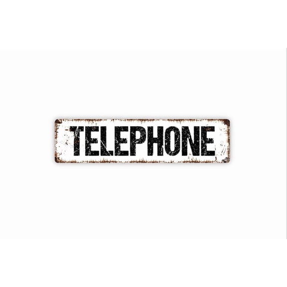 Telephone Sign - Phone Office Call Business Lobby Reception Rustic Street Metal Aluminum Sign or Door Name Plate Plaque - Size: 16 x 4 Inches