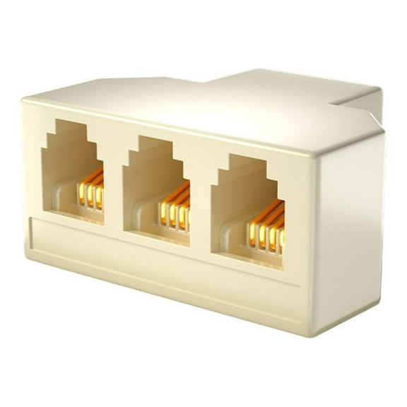 Telephone Splitter 3-Way Outlet Converter 6P4C/6P2C Adapter Converter Triple Outlet Adapter