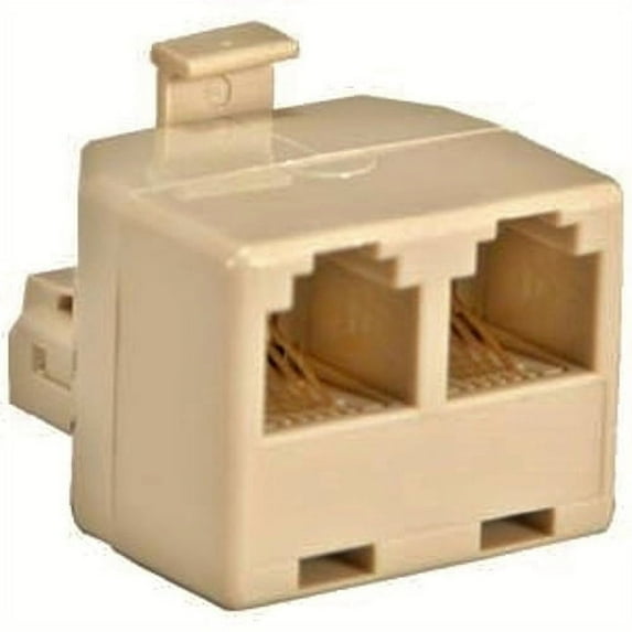 Telephone Splitter - Adapter - 1 Male to 2 Female RJ-11 Jacks - Ivory.