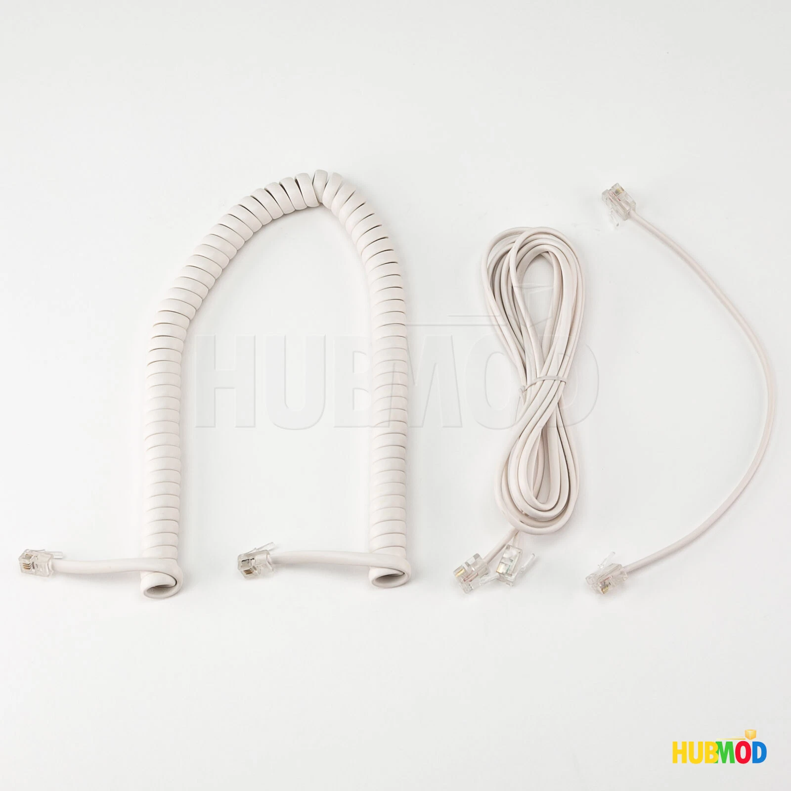 Telephone Wall Phone Cord Set Handset 4P4C Coil Cable Rj10, 7Ft & 8" 6P2C Rj11